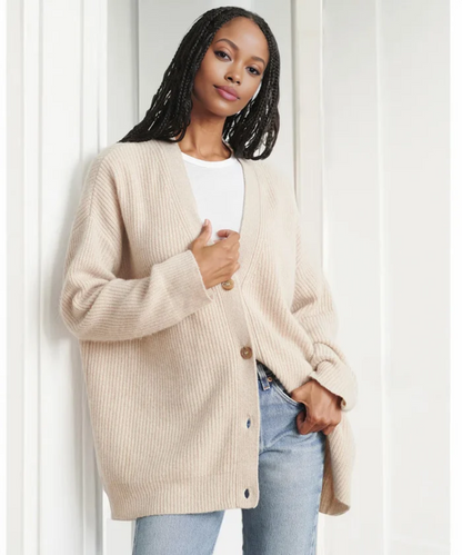 Chaqueta de punto suave cuello alto mujer
