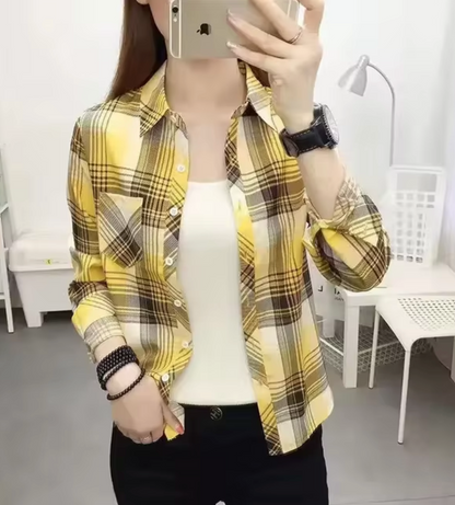 Blusa Cuadros Manga Larga Mujer