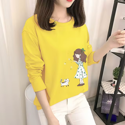 Camisa Amarilla Algodón Manga Larga Mujer