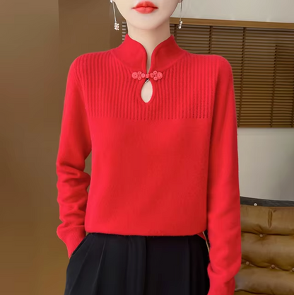 Jersey Punto Lana Cuello Alto Abrigado