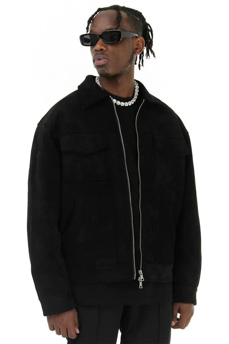 Chaqueta cuero funcional con cremallera hombre - Vestiria