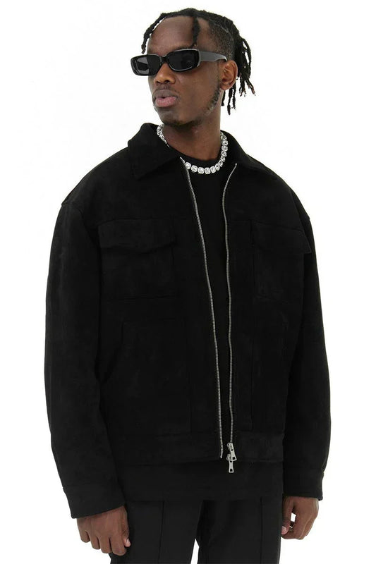 Chaqueta cuero funcional con cremallera hombre - Vestiria