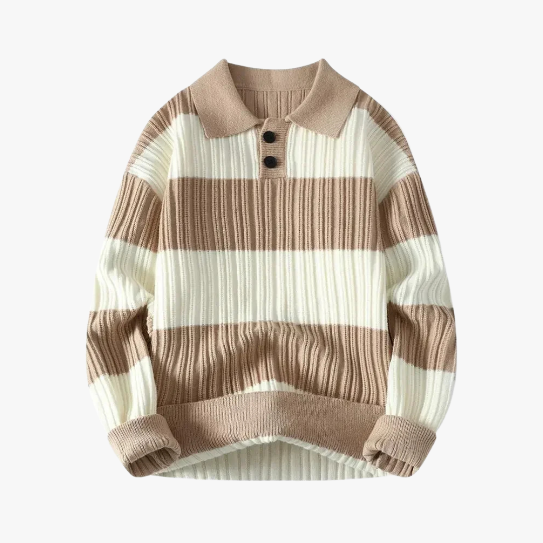 Polo de punto rayado ajustado hombre