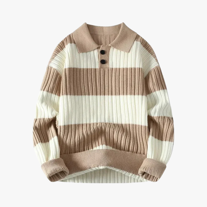 Polo de punto rayado ajustado hombre