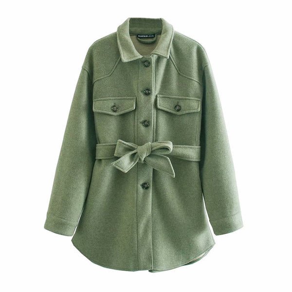 Chaquetón Mujer Cuello Vuelto Elegante