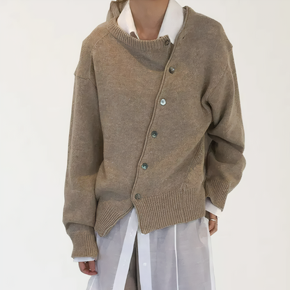 Chaquetón Cachemir Abierto con Botones Decorativos - Vestiria