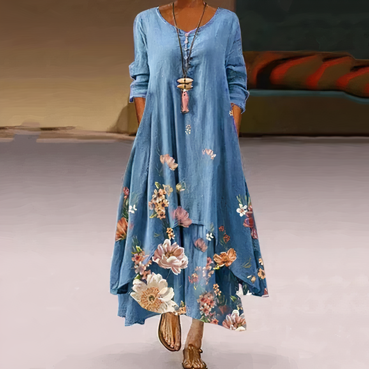 Vestido Mujer Algodón Estilo Chic