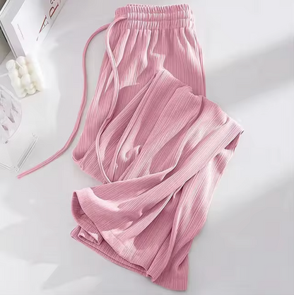 Pantalón Elegante de Seda Glaciar Alta Cintura