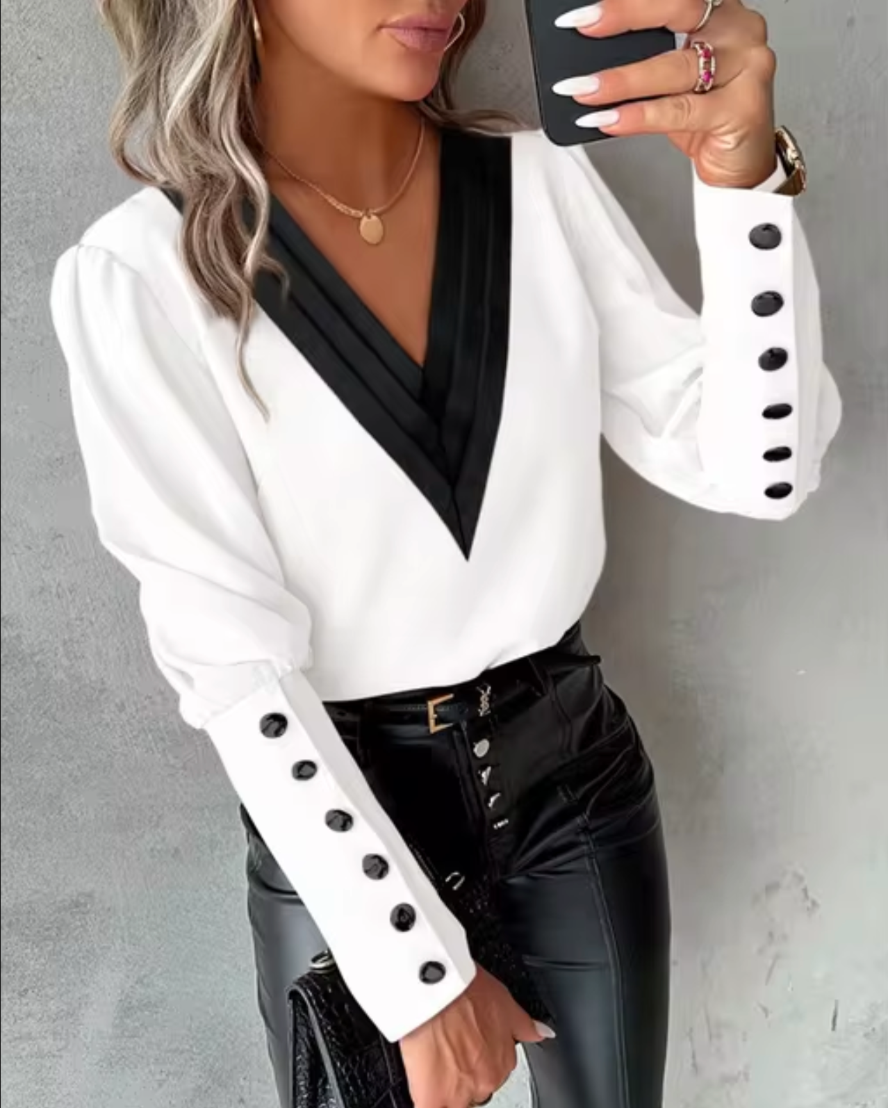 Blusa Mujer Chic Escote Pico