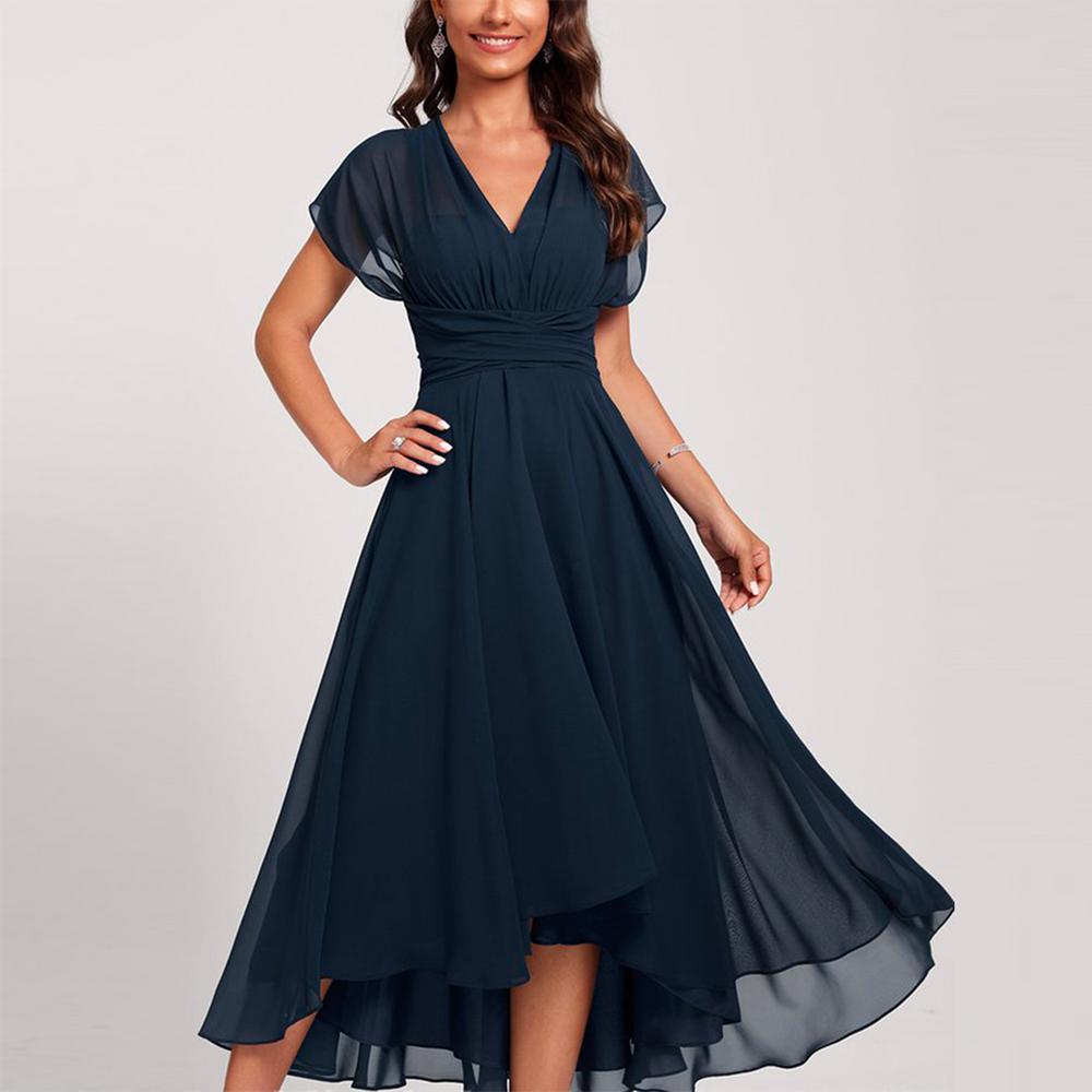 Vestido Azul Midi Elegante Cinturado - Vestiria
