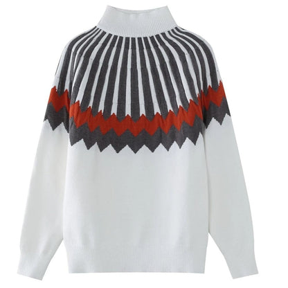 Sudadera geométrica cuello alto moda