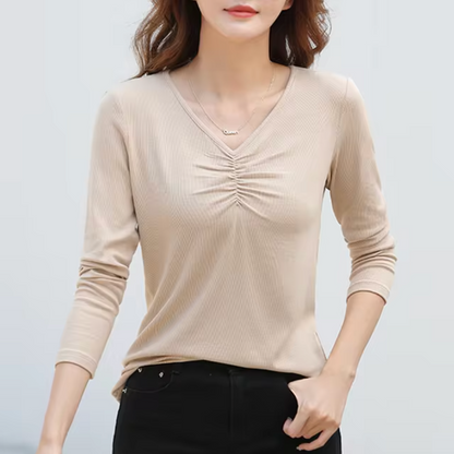 Jersey de punto cuello pico manga larga