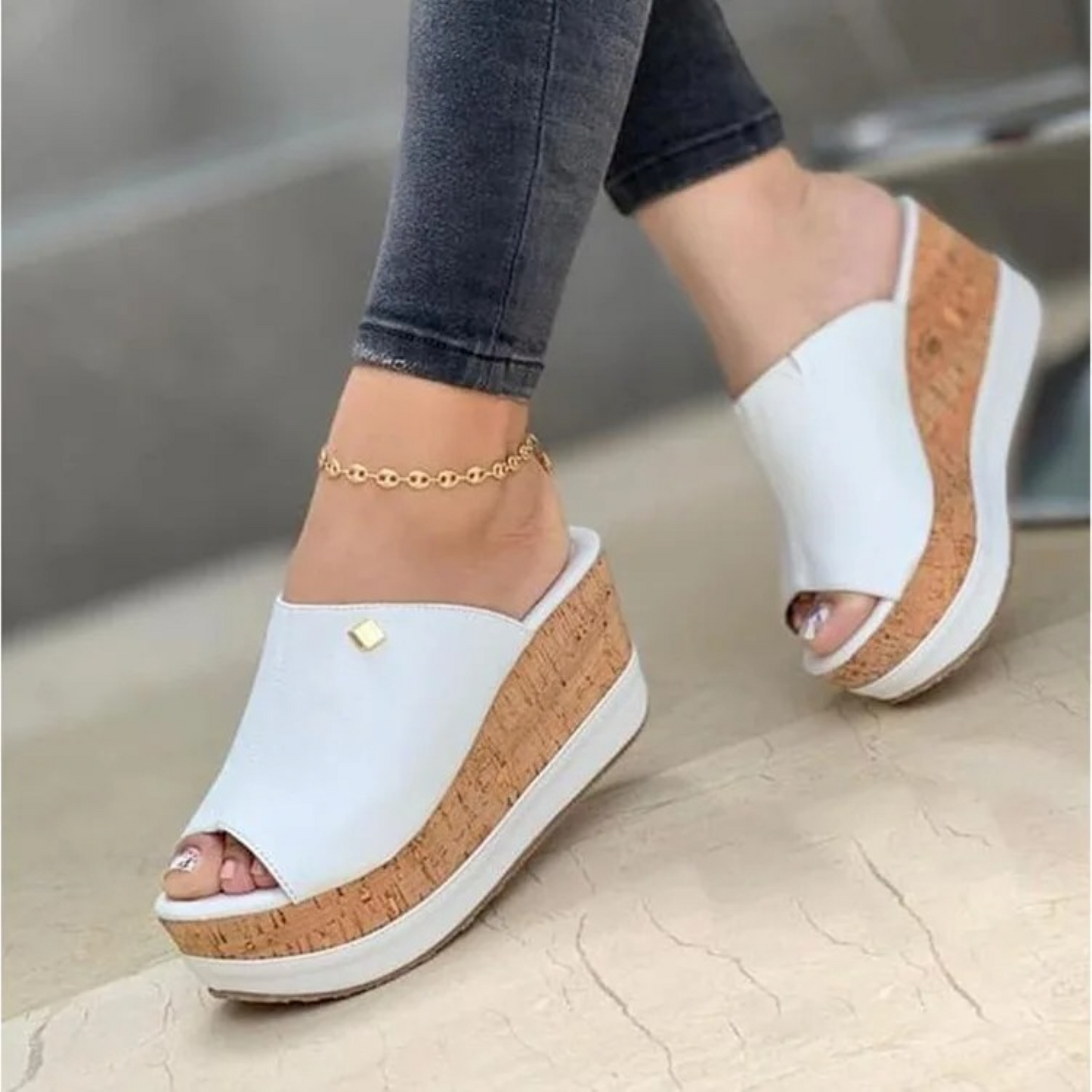 Sandalias de Cuña Abiertas Mujer Elegantes