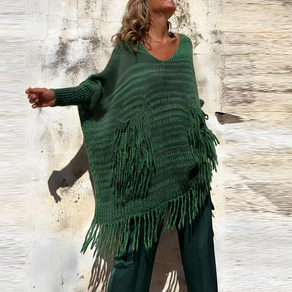 Suéter Boho con Flecos Elegante