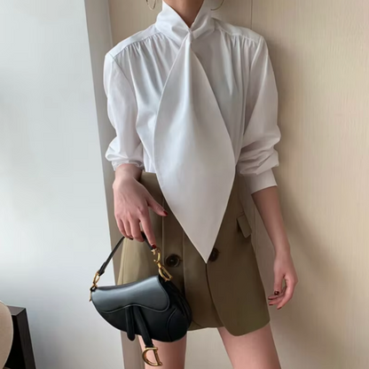 Blusa Algodón Cuello Alto Mujer