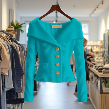 Jersey Mujer Canalé Elegante Botones