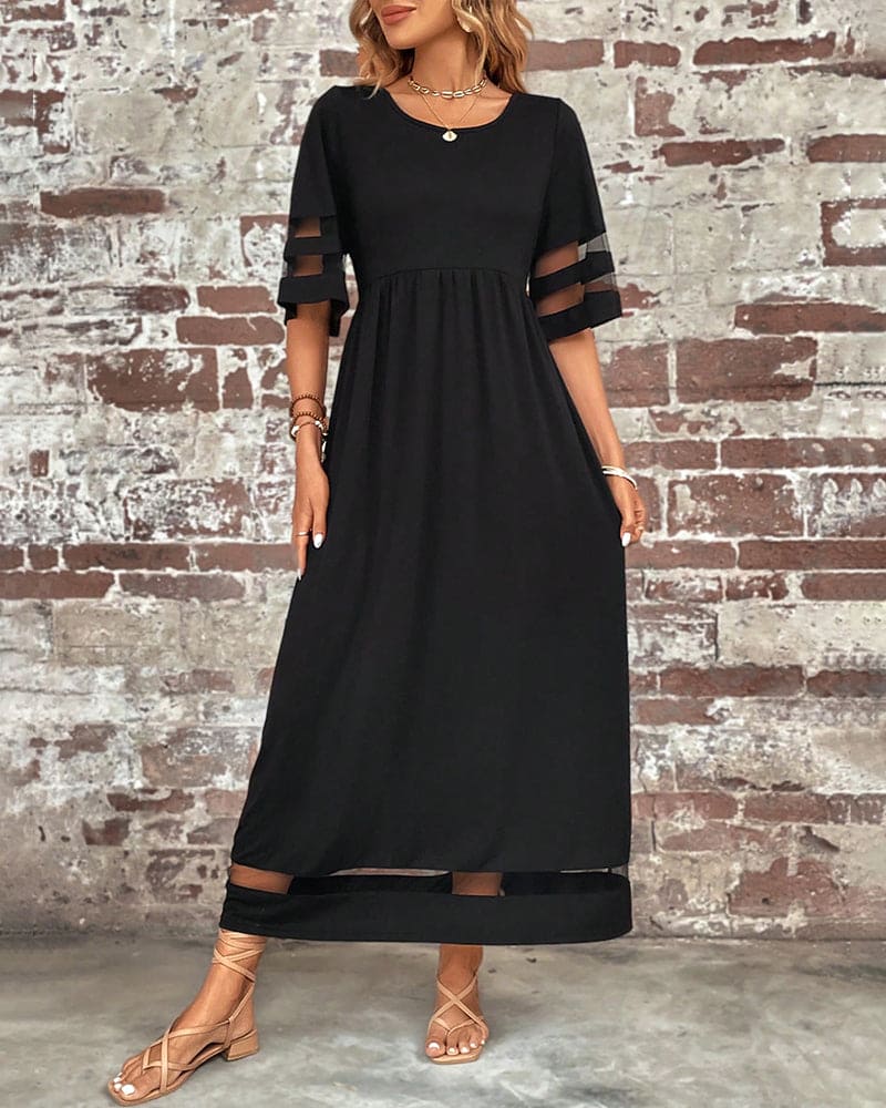 Vestido Maxi Comodo Manga Corta - Vestiria