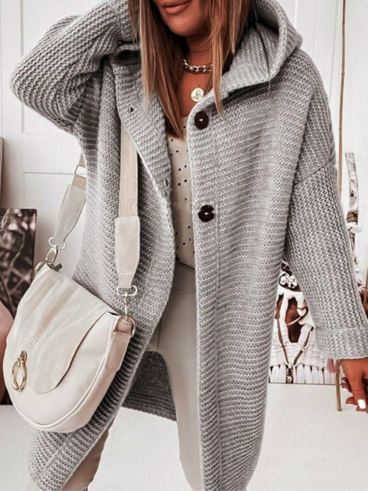 Chaqueta de punto con capucha informal elegante