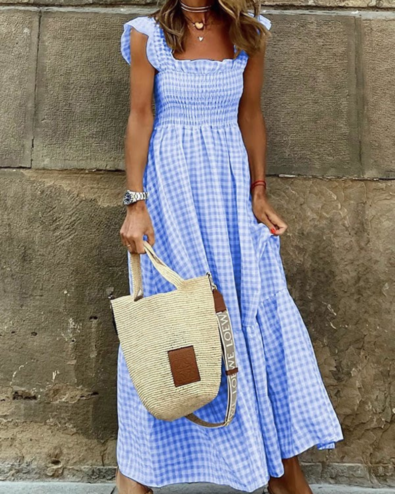 Vestido Largo Verano Cuadriculado Elegante