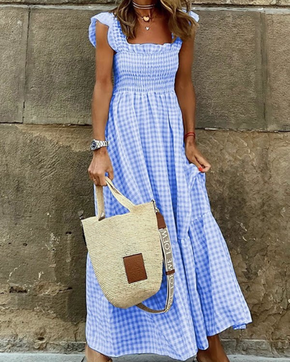 Vestido Largo Verano Cuadriculado Elegante