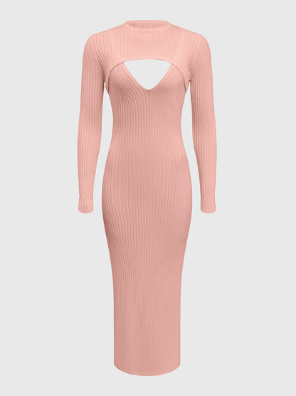 Vestido Punto Elegante con Escote Redondo