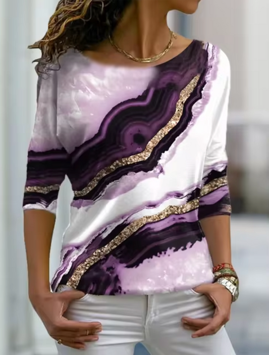 Blusa Estampada Mármol Chic Mujer - Vestiria