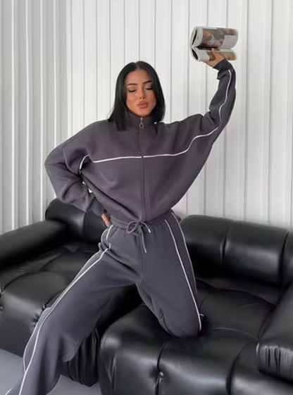 Conjunto Mujer Punto Cuello Alto Abrigado