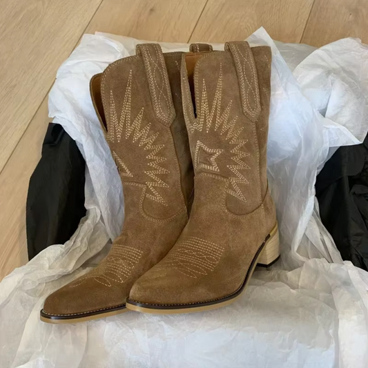 Botas Mujer Estilo Retro Bordado - Vestiria