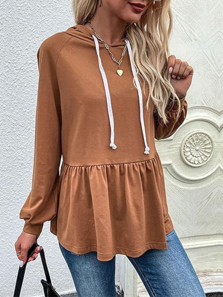 Sudadera Mujer Capucha y Volantes