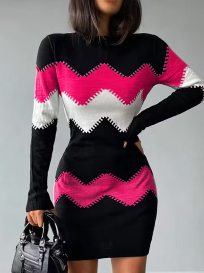 Vestido de punto cálido con mangas largas mujer