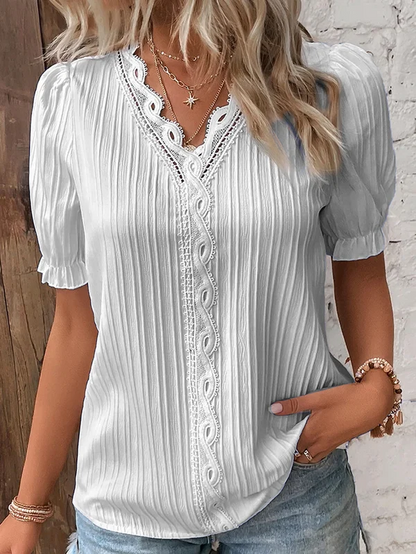 Blusa Mujer con Encaje y Volantes