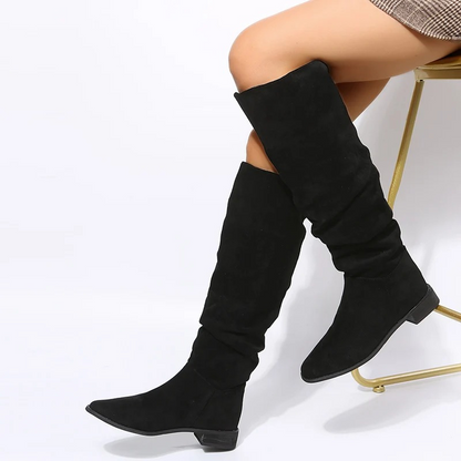 Botas Mujer Terciopelo Alto Cuello