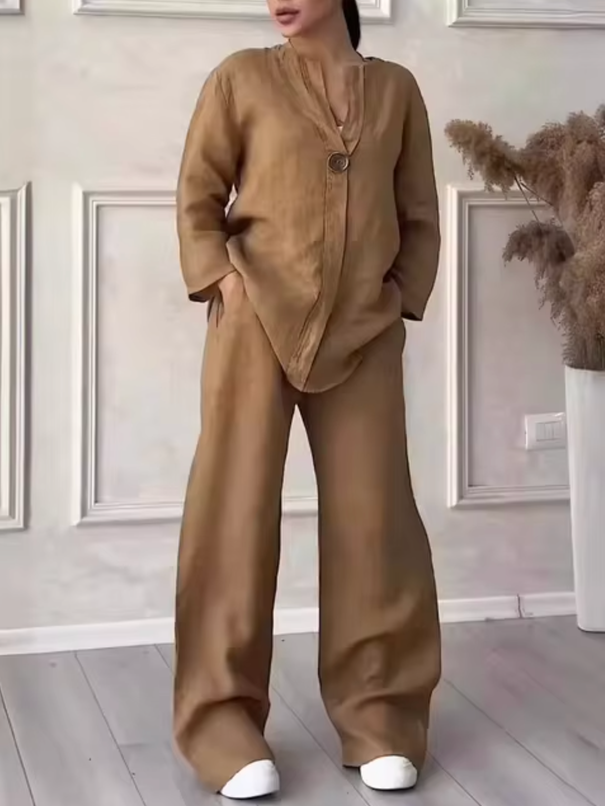 Traje Lino Algodón Elegante Mujer