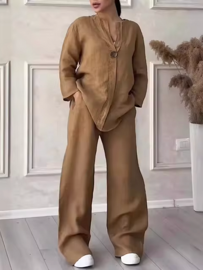 Traje Lino Algodón Elegante Mujer