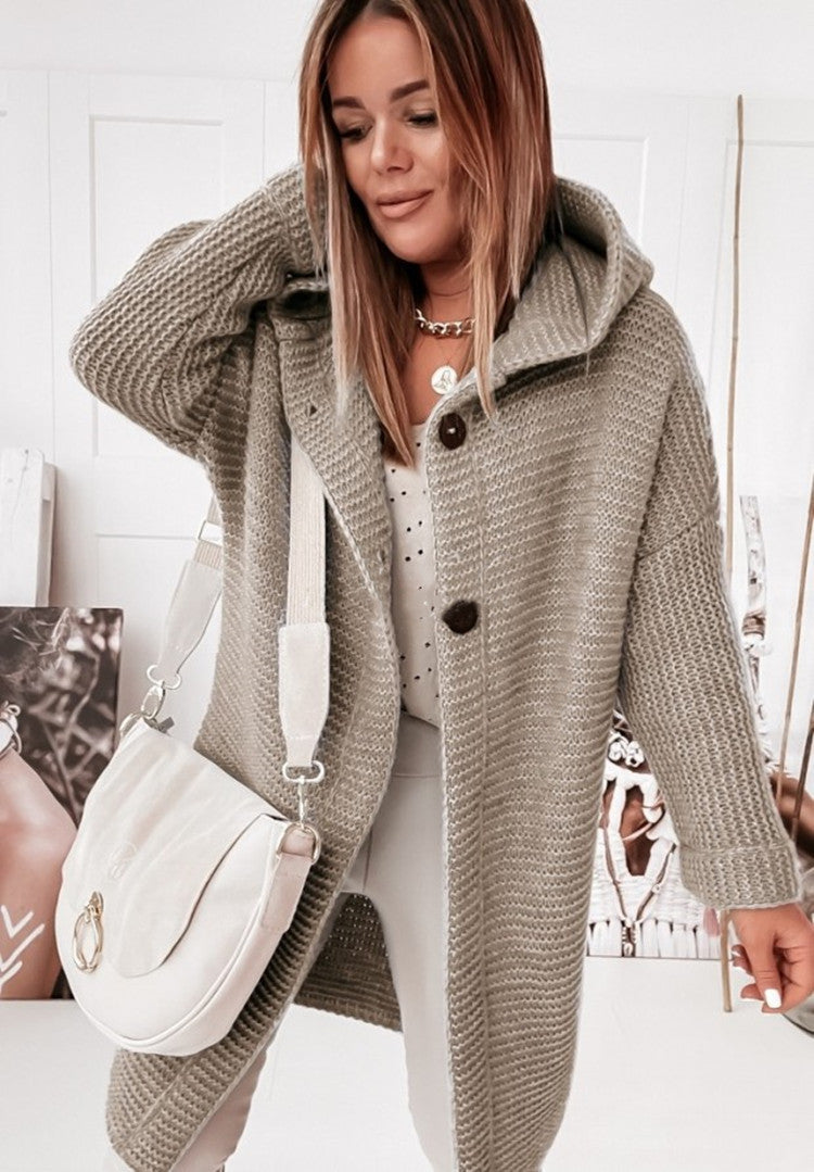 Chaqueta de Punto Cálido con Capucha y Cierre Delantero para Mujer - Vestiria