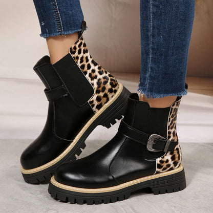 Botas Mujer Piel Leopardo Estilo Rock