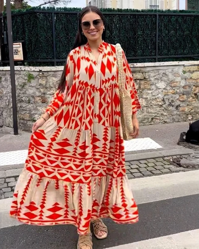 Vestido Boho Chic con Botones Decorativos