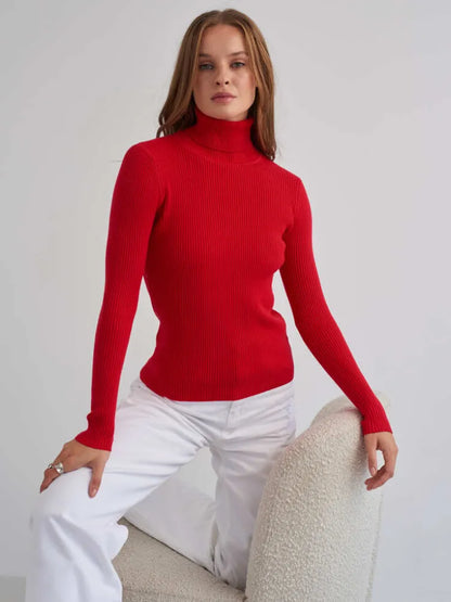 Sudadera cuello alto suave mujer