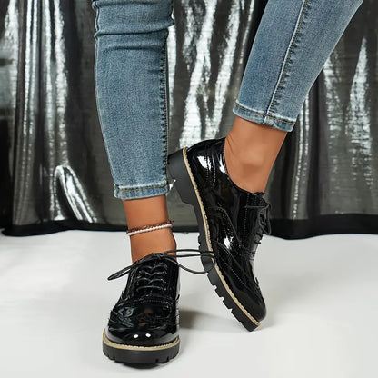 Zapatos Cuero Brillante Mujer