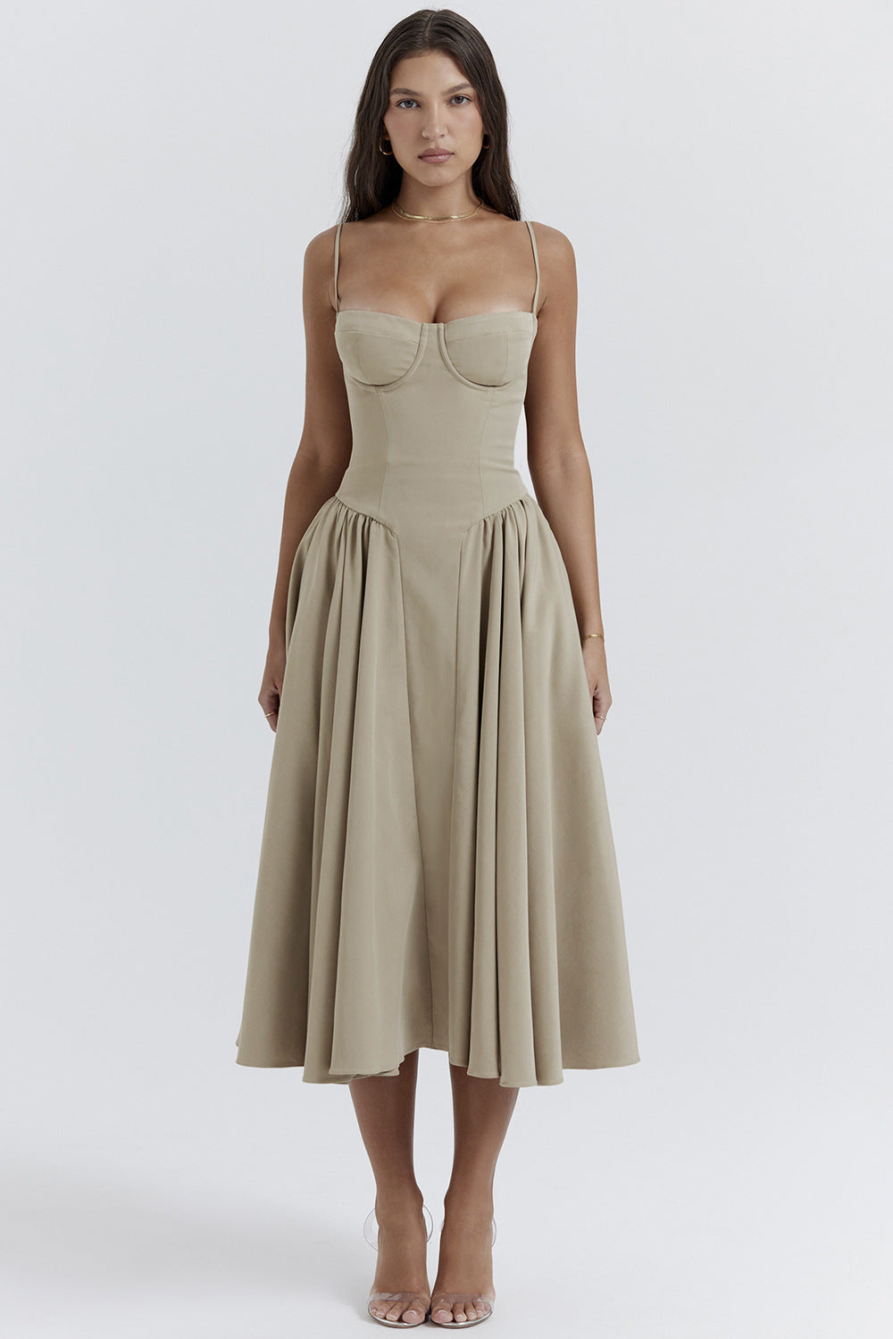 Vestido Midi Vintage Estilo Clásico
