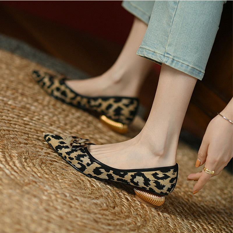Zapatos Mujer Puntera Fina Estampado Elegante - Vestiria