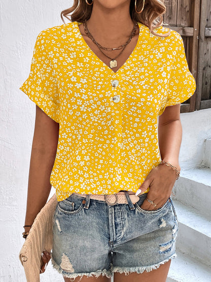 Blusa Florales Verano Manga Corta