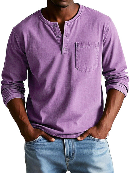 Camiseta Hombre Manga Larga Bolsillo Pecho