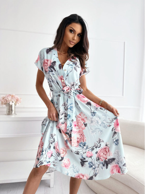 Vestido floral mujer manga corta verano