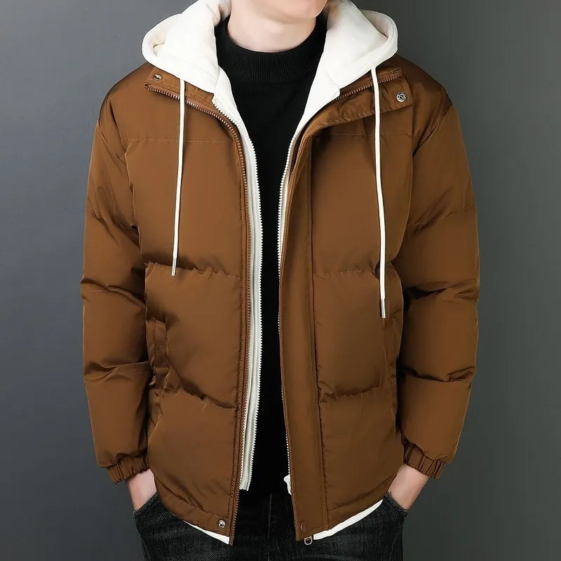 Chaquetón de Algodón Impermeable con Capucha para Hombre
