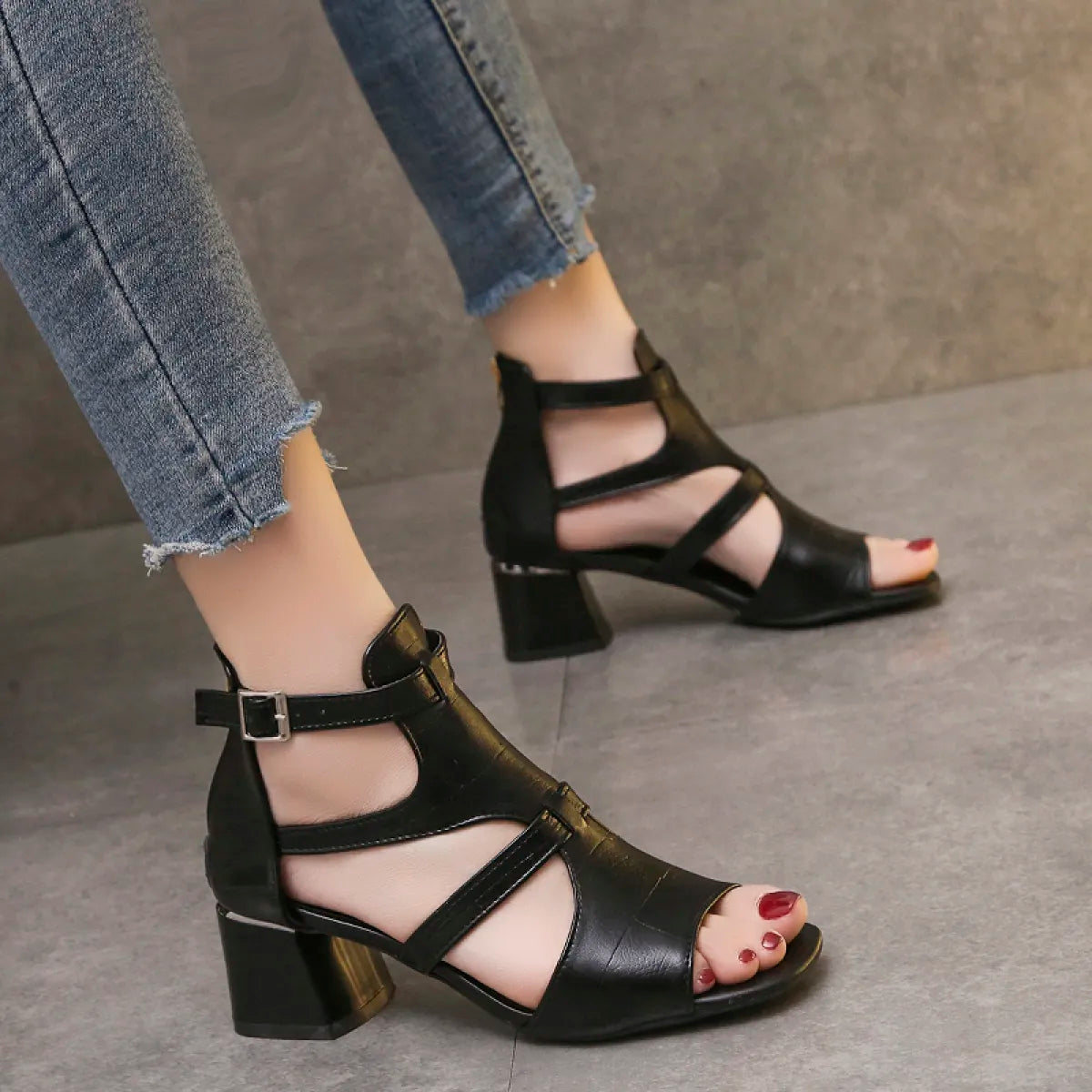 Sandalias de Mujer Tacón Medio Elegantes - Vestiria
