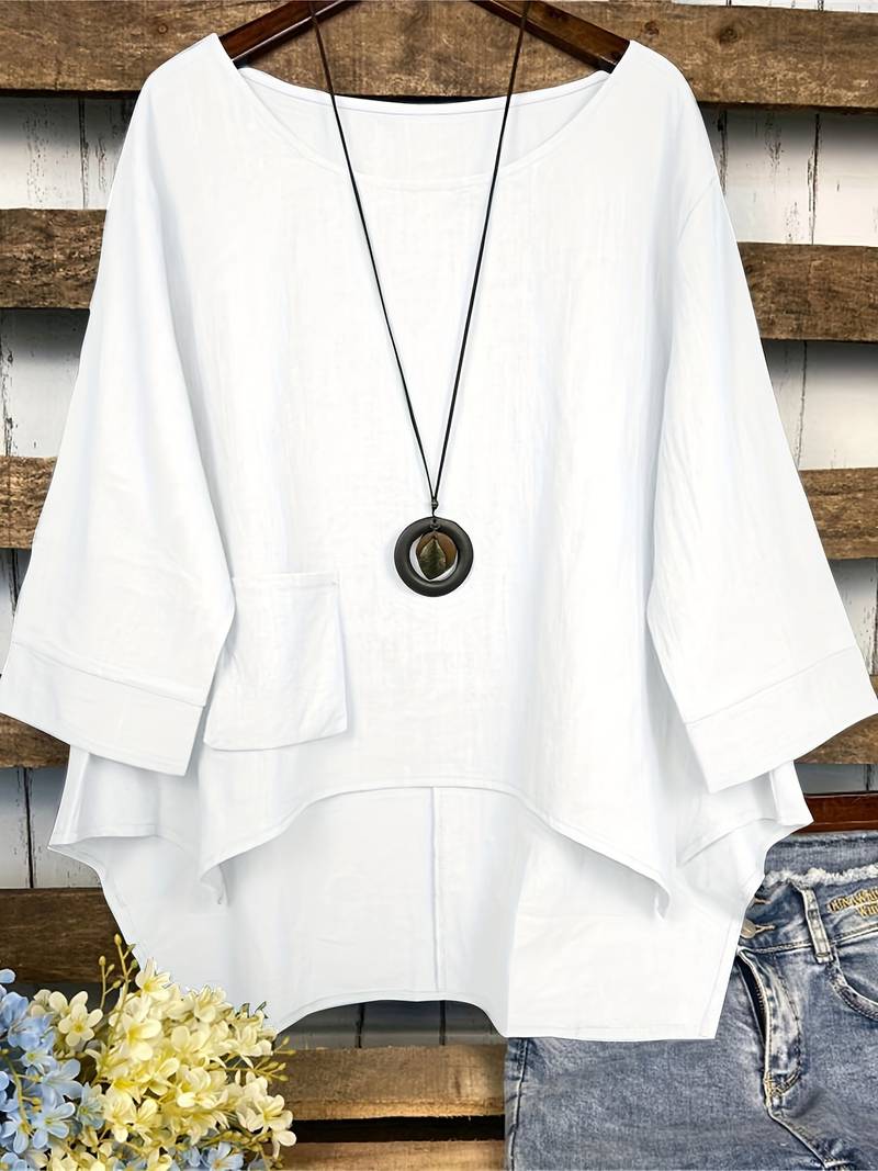 Blusa cómoda cuello redondo mujer - Vestiria