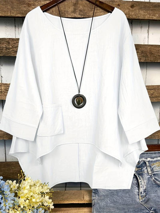 Blusa cómoda cuello redondo mujer - Vestiria