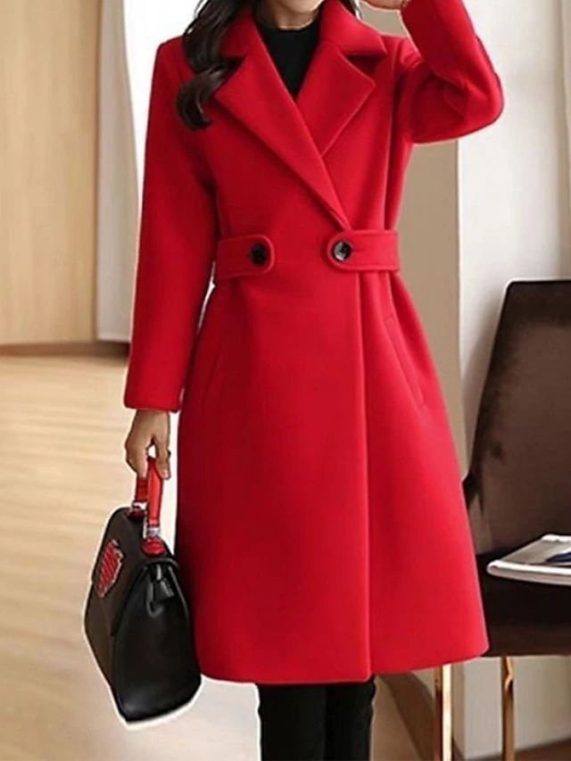 Abrigo Mujer Invierno Largo Elegante con Cinturón