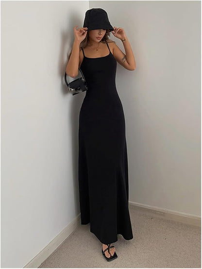 Vestido Largo Elegante Sin Mangas Femenino - Vestiria